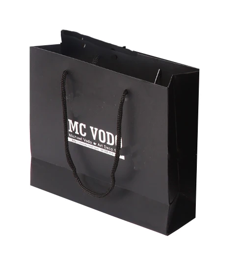 Бесплатный образец, дешевые бумажные пакеты, биоразлагаемые, пригодные для переработки роскошные черные ювелирные изделия, Мультяшные картонные подарочные пакеты, производитель на заказ