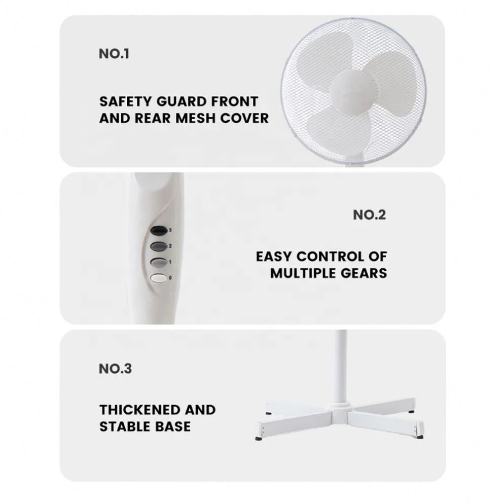 High Efficiency Indoor Home Use Spiral Powerful Wind 220V Plastic Standing Floor Fan