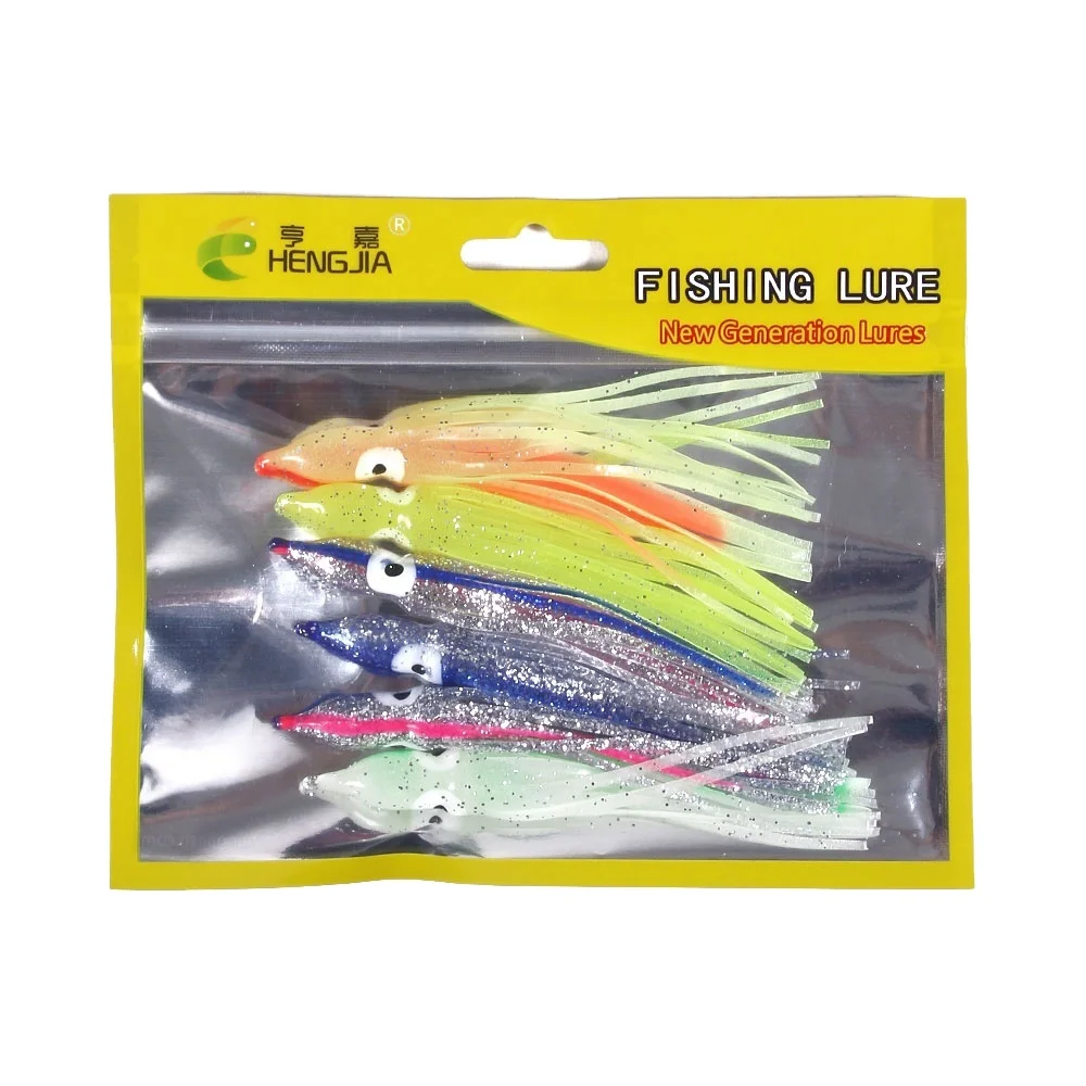 4 Inches Octopus Squid Skirt Lures Bait Saltwater Soft Fishing Lures