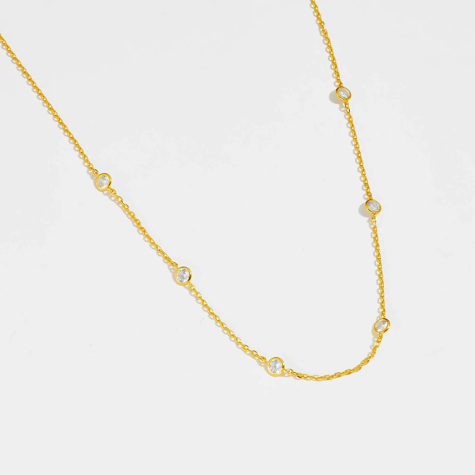 FUAMAY модные ювелирные изделия 18K позолоченное 925 Серебряное ожерелье простое из шести кубических Цирконий