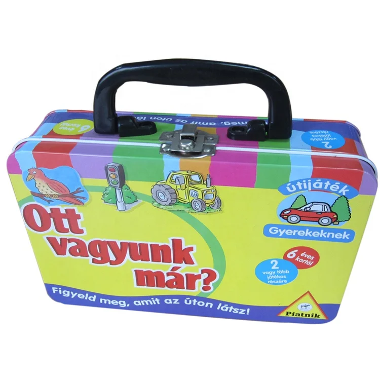 Large Rectangular Window Lid Handle Tin Box With Metal Clip