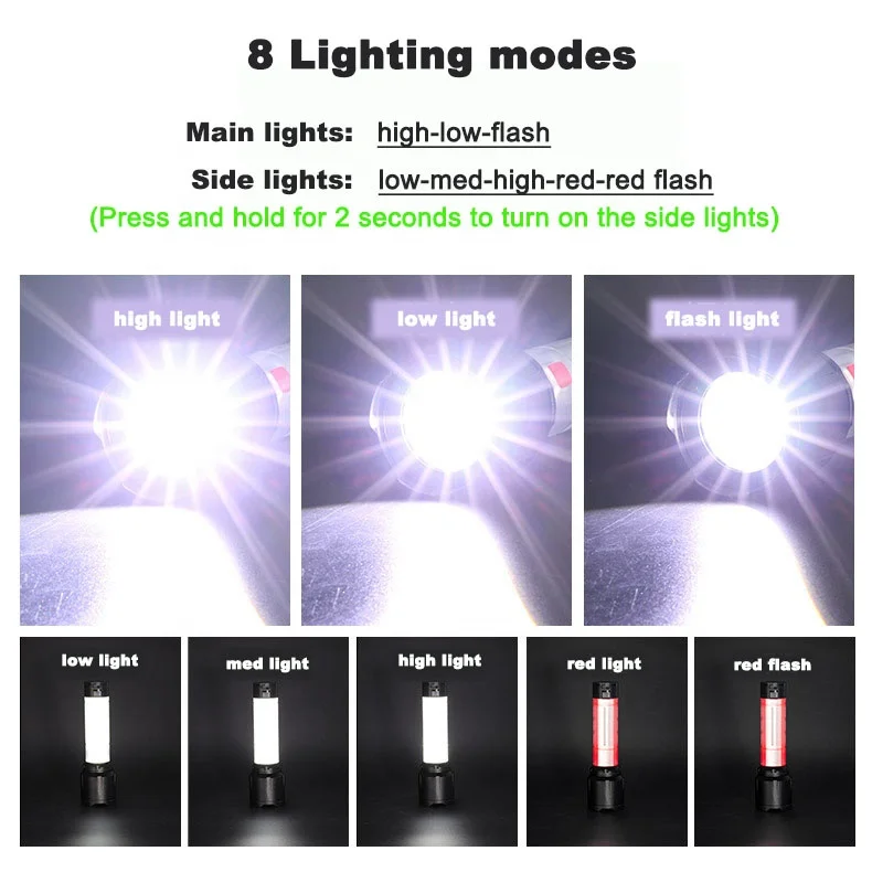 Strong light long-range ultra bright flashlight household self-defense small portable multi-functional outdoor camping light