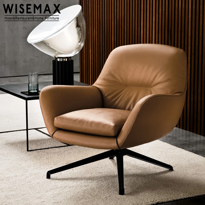 WISEMAX мебель легкая роскошная дизайнерская фланелевая ткань из нержавеющей стали каркас одно сиденье вращающееся кресло для отдыха домашнего офиса