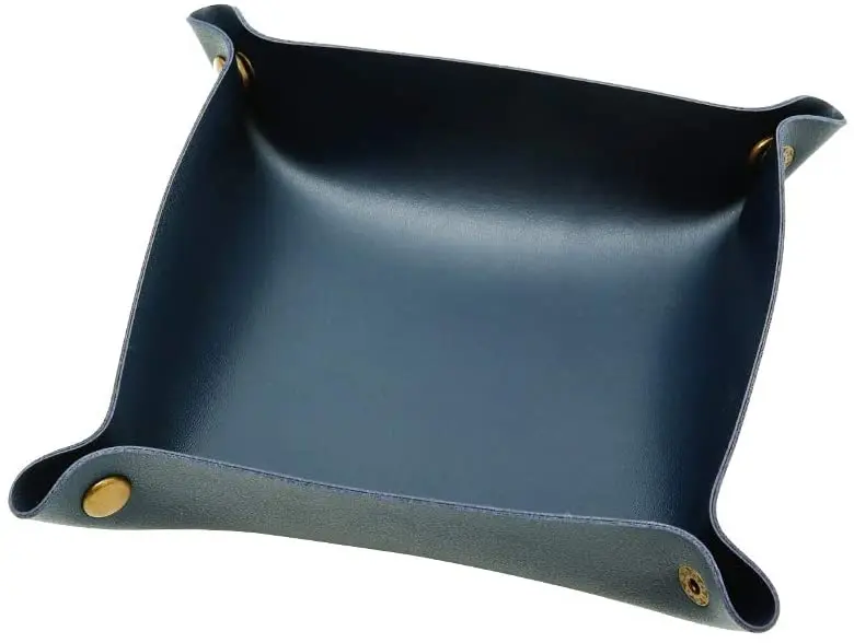 Leather Jewelry Tray Watch Coin Change Key Phone Catchall Valet Tray for Storage Nightstand Organizer