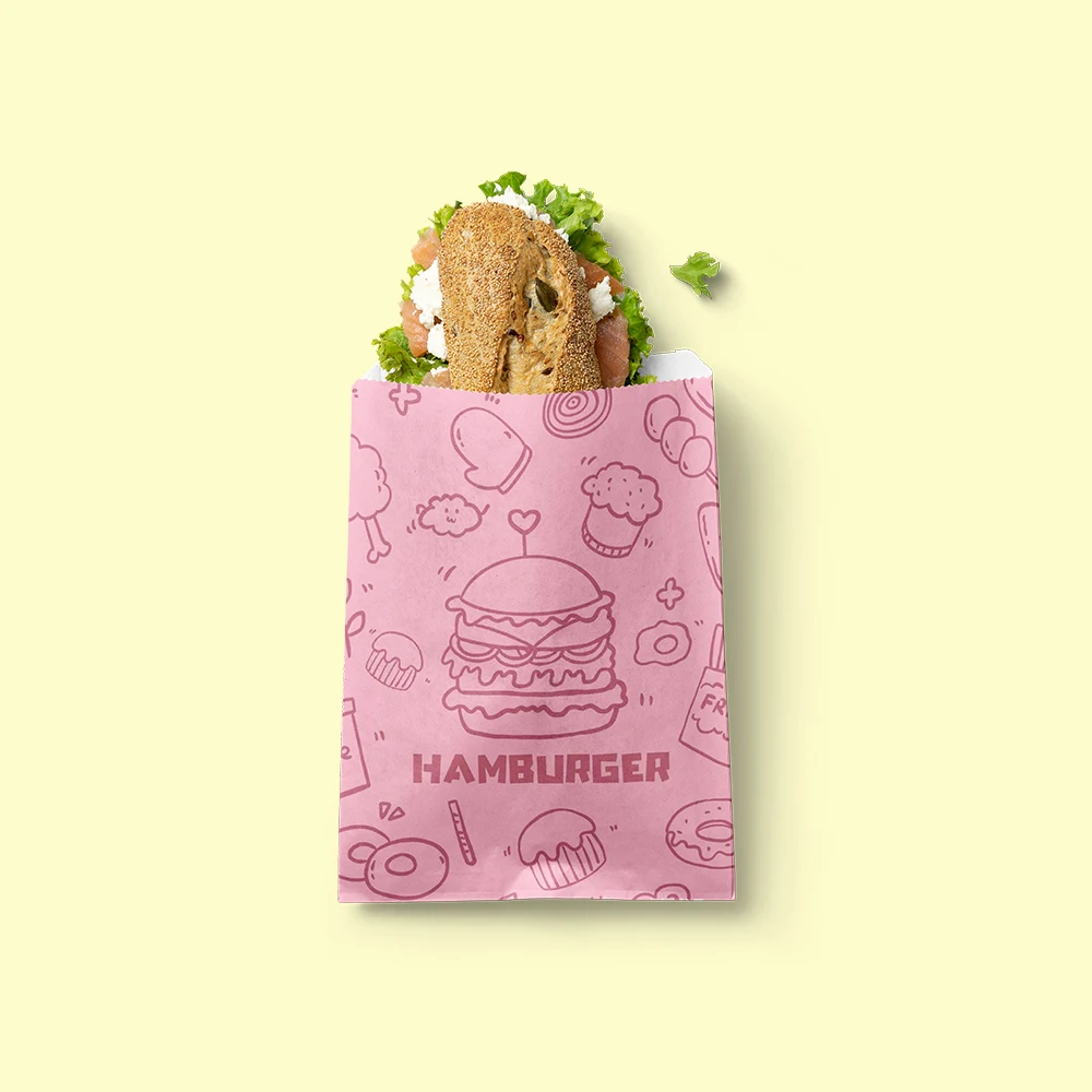 Eco friendly custom printed oil proof PE coated wax bread paper bag chips bread kraft paper bag