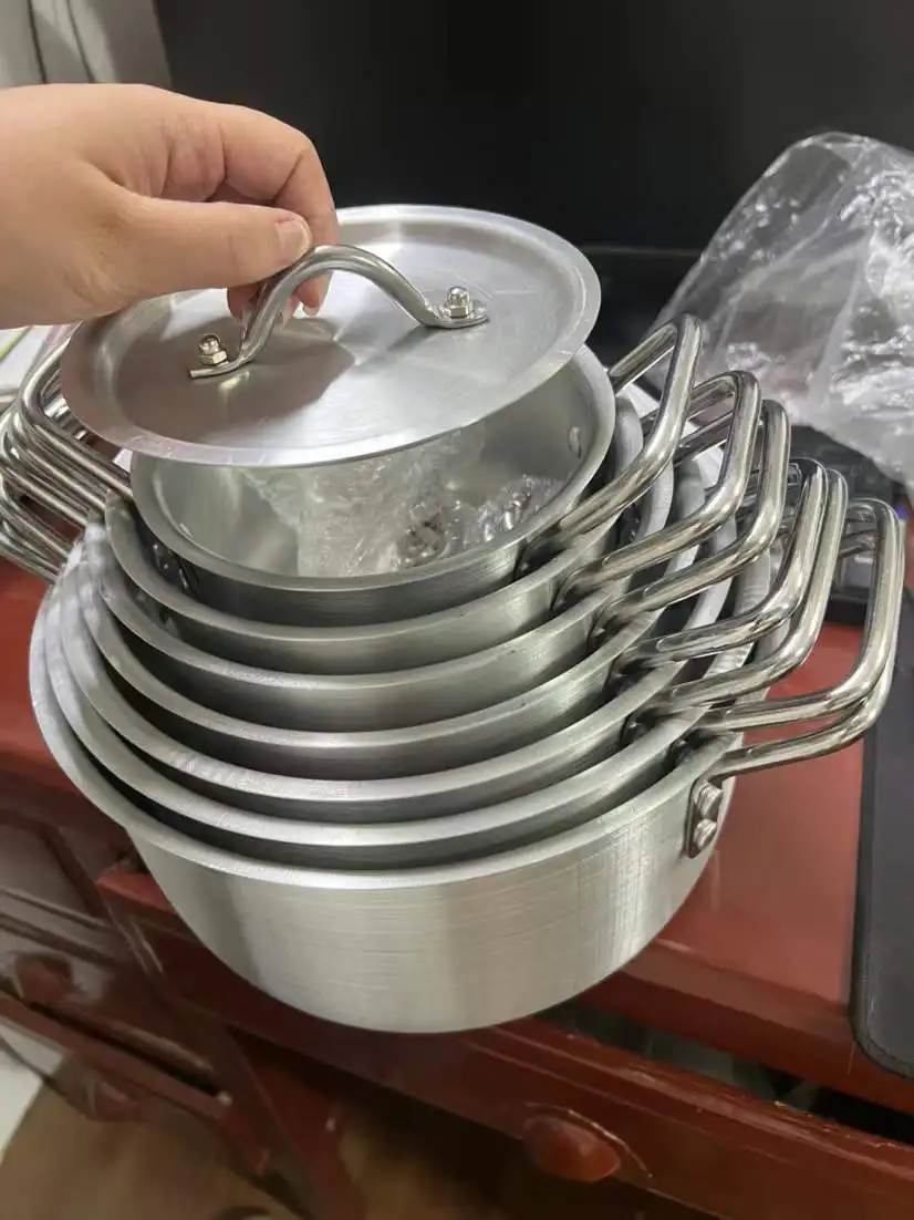 Hot sale Aluminum 7pcs stockpot Cookware sets double handle with Lid