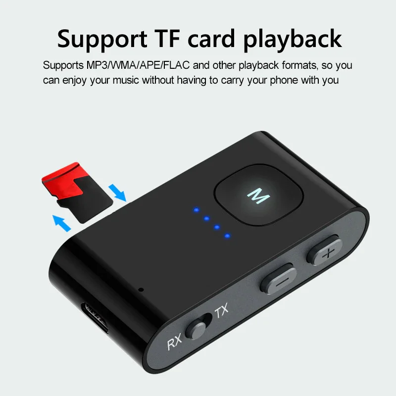  BT 5.0 Receiver Transmitter AUX Music Audio Adapter For Car Speaker TV Support TF Card Playback Handsfree