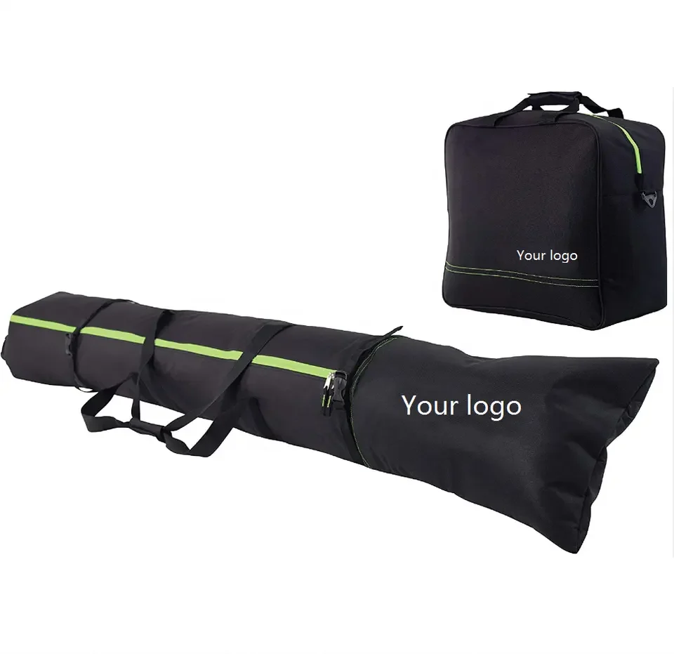 600D Water-Resistant Polyester Size Adjustable Padded Two-Piece Store Transport Portable Ski and Boot Bag Combo with Best Price