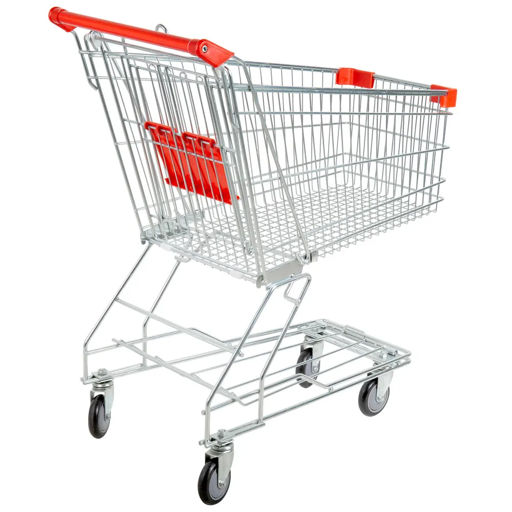 America Style Shopping Cart  PU Wheel Shopping Trolley Hand Push Trolley for Supermarket