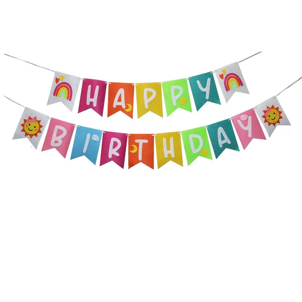 Rainbow Garland Balloons Arch Birthday Decoration Happy Birthday Flags Banner Bunting Boy Girl Baby Shower Party Supplies