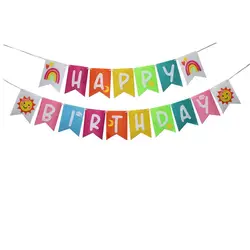 Rainbow Garland Balloons Arch Birthday Decoration Happy Birthday Flags Banner Bunting Boy Girl Baby Shower Party Supplies