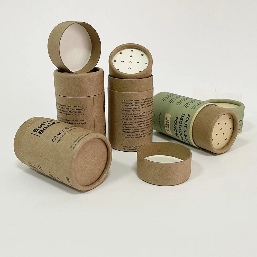 Luxury high quality  kraft paper tube container with shaker cosmetic