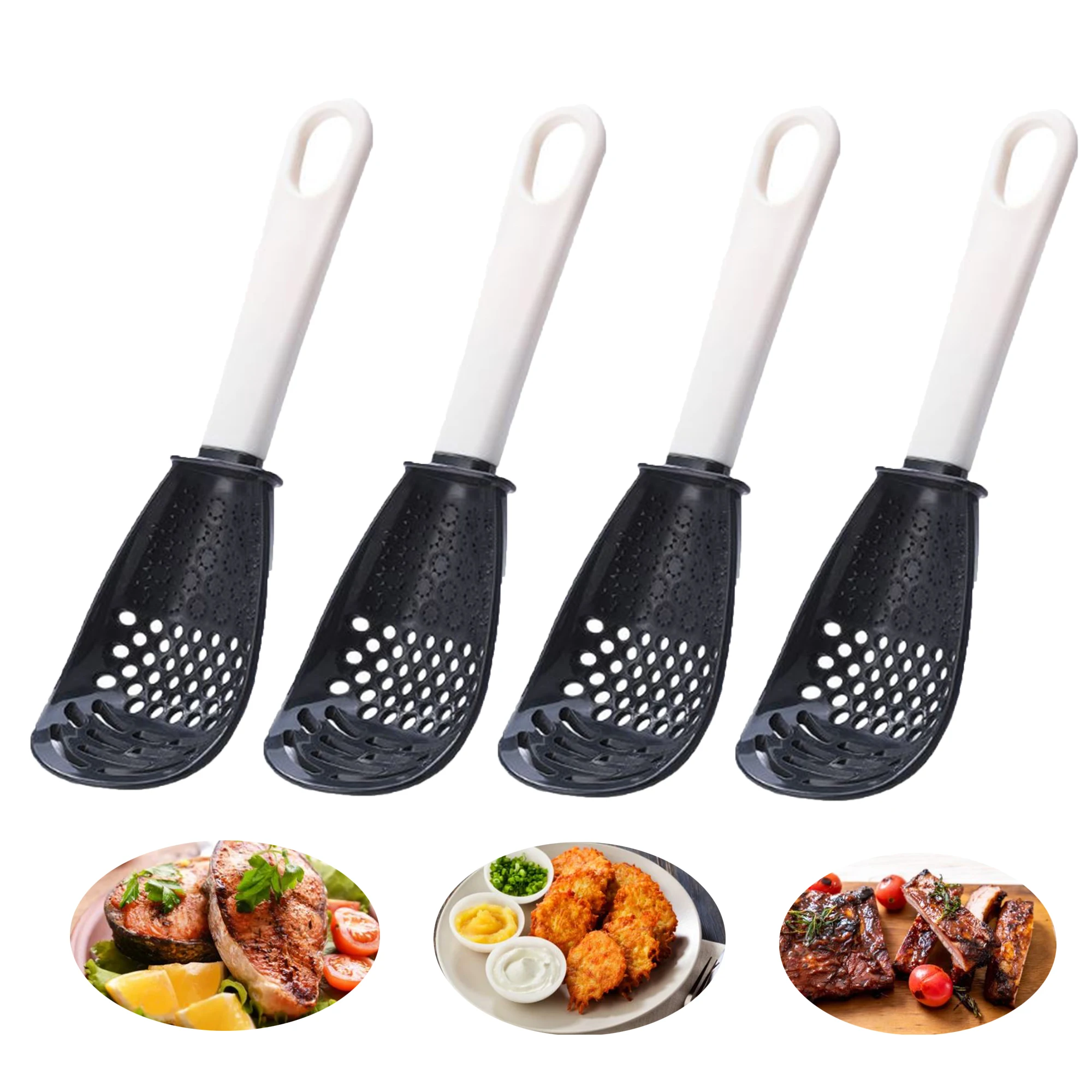 Multifunctional Kitchen Cooking Spoon Mashing Draining Colander Pressing Mashed Potatoes Grinding Ginger Garlic Cooking Spatula
