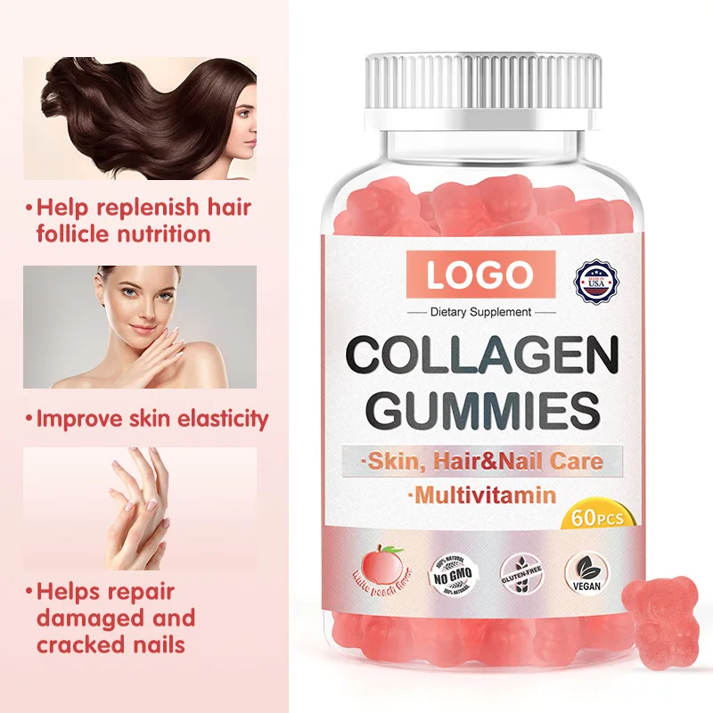 OEM/ODM Collagen Supplements Skin Whitening Collagen Vitamin C Gummy Beauty Hair Skin Collagen Gummies