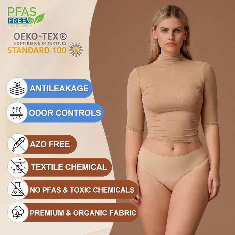 Heavy Flow Teens Stretch Seamless 4 Layers 360 Leak Protection Calzon Menstrual Underwear Period Panties For Women