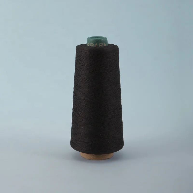 100% Polyester 32S Ring Spun Melange Yarn Hot Sale 100% Black Yarn For Knitting And Weaving