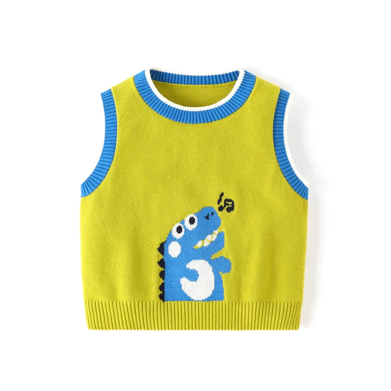 2024 custom duck knitted kid children pullover preppy style warm soft Autumn Winter vest for baby