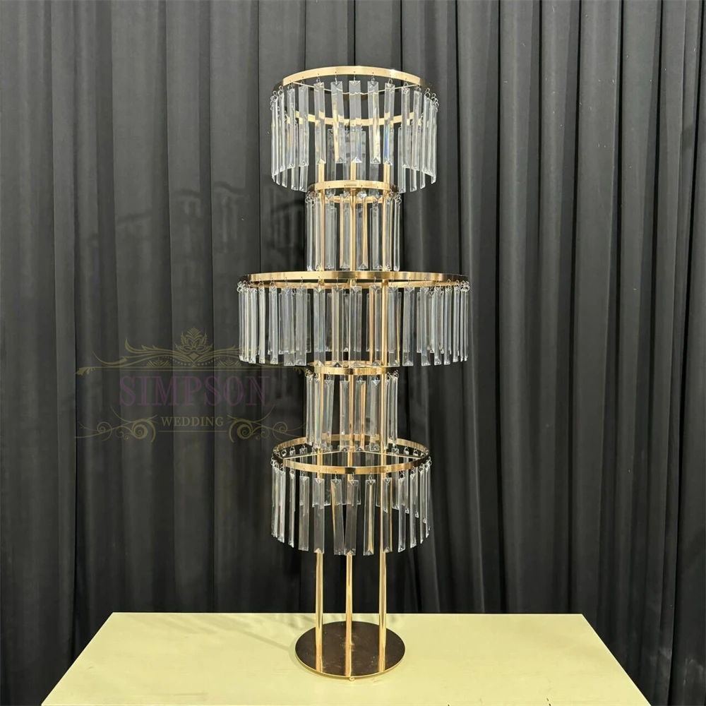 Luxury Wedding Props Flower Arrangement Crystal Pendant Runway Road Lead Stage Center Stand