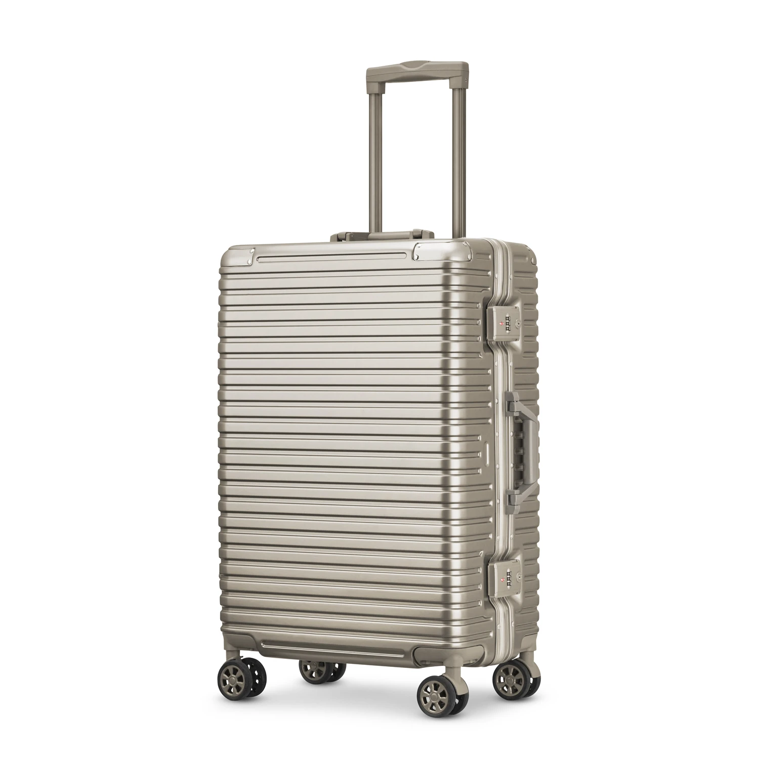 Custom Luxury Travel Trolley Carry on Suitcase Luggage Aluminium Frame with ABS PC Hardshell and Wheels Manufactured Cover
