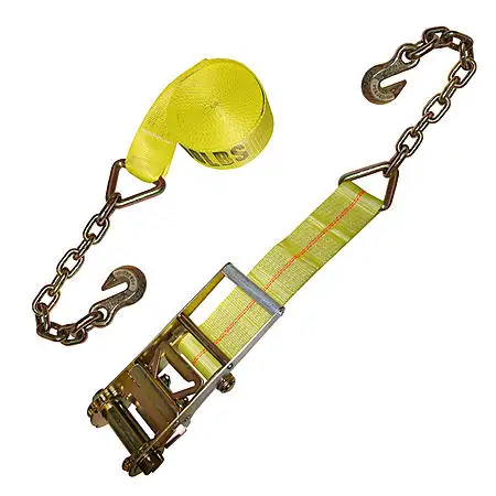 Ремень С Храповым Механизмом 2 дюйма x 27 дюймов, с цепью и крючками, цепной крючок, 16200 фунтов, в сборе, 5400 фунтов, WLL