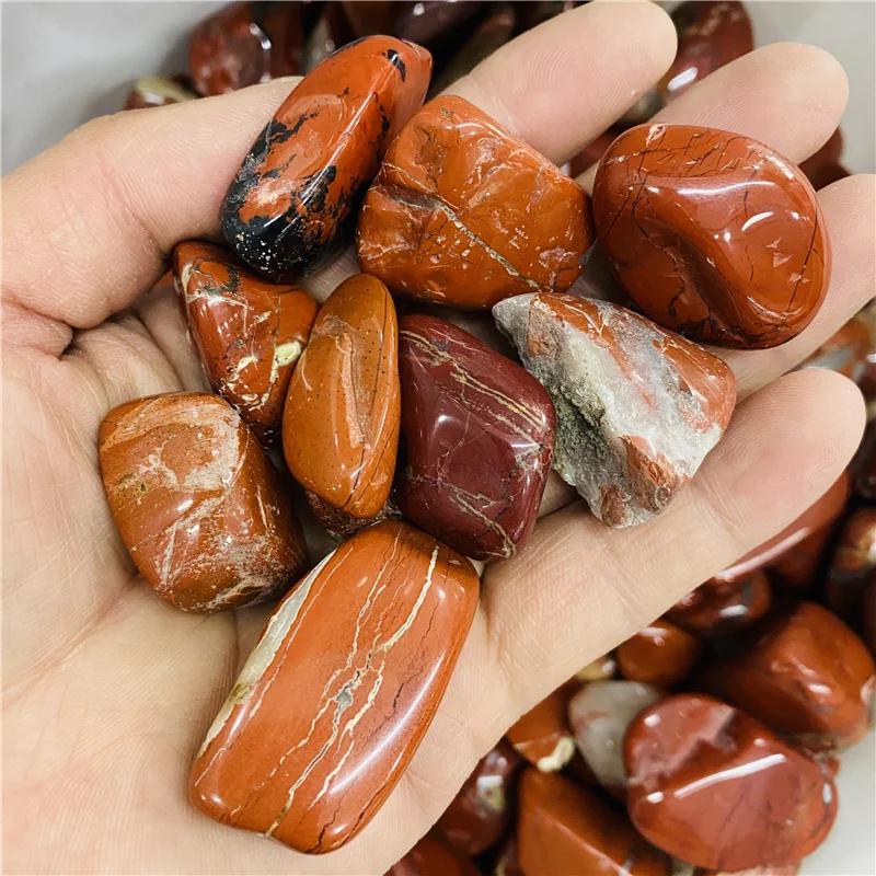 New arrivals feng shui crystal stone natural red jasper tumbled stone for deco