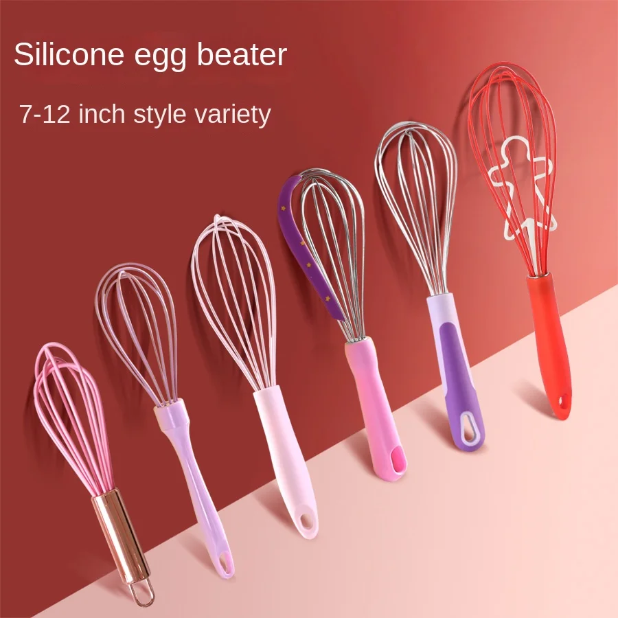 Wholesale kitchen silicone beater non-slip easy to clean color beater Milk foam mixer 6 inch kitchen silicone beater tools