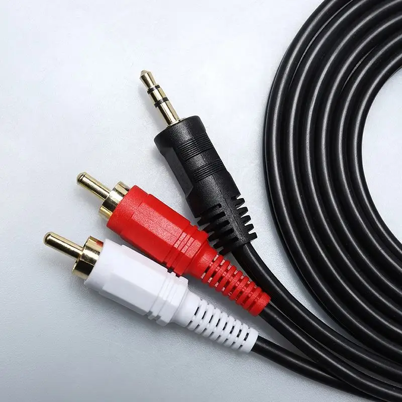 Factory Direct Sale 2 RCA Audio Cable 3.5mm Car Audio Cable For DVD Player Monitor Microphone
