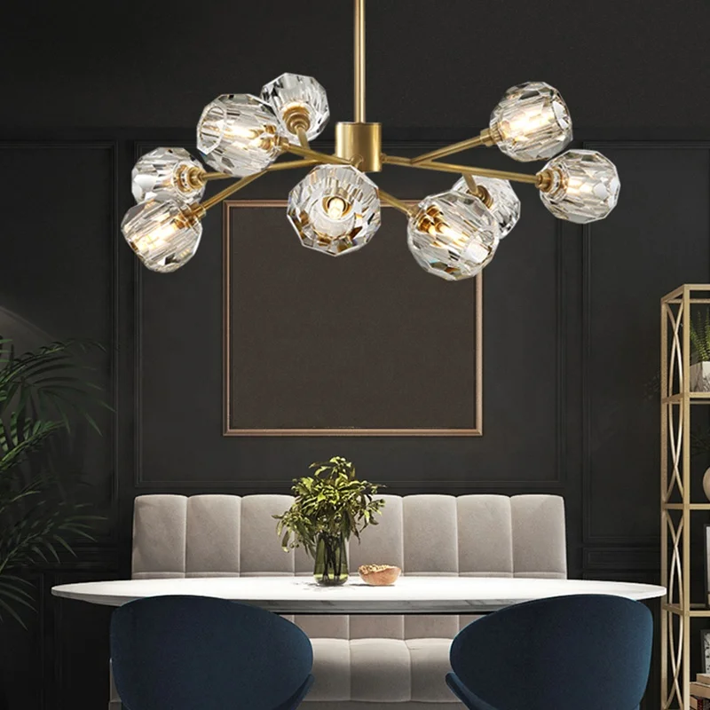 New LED Modern Luxury Crystal Ball Chandelier Hanging Lamp For Home Decor Dining Room Light Fixtures Ceiling Light