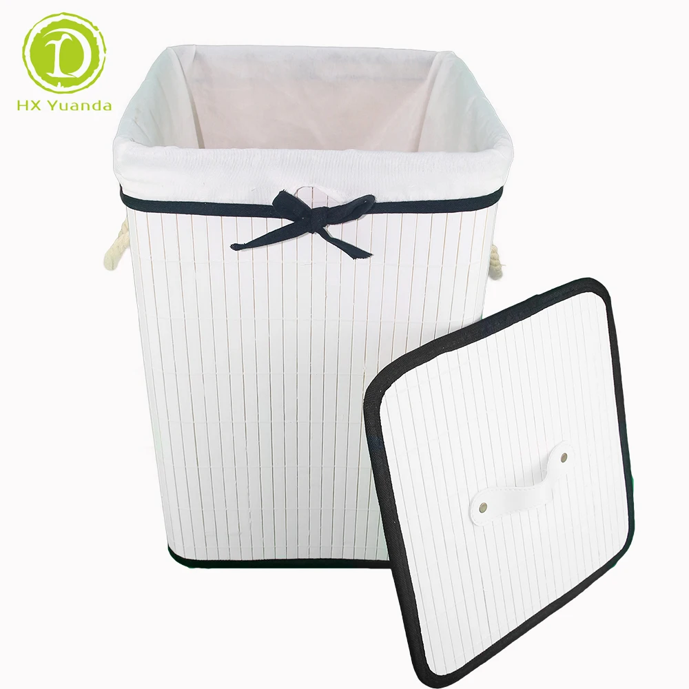 2022 New Arrival Custom Fabric Laundry Basket Large Bamboo Woven Laundry Basket With Lid