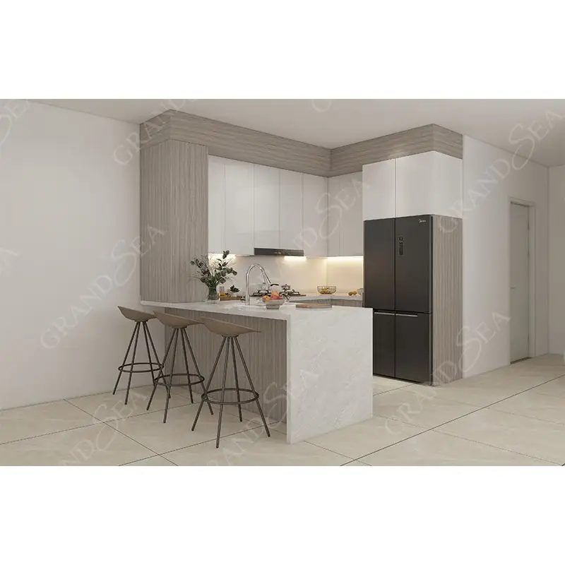 New Home Complete Kitchen CAD Layout 3D Design Flat Pack Lacquer Automatic Kitchen Cabinet Manufacturer