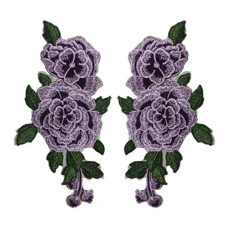 Clothing accessories embroidery lace three-dimensional glass gauze paste color one pair of flowers high-density Sew-on Patches