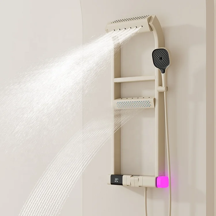 High Quality LED Multifunctional Shower Panel Column Smart Wall Mounted Shower Set Waterfall Thermostatic Bathroom Shower Set
