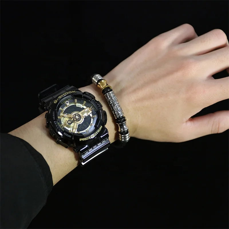 Модный Ретро тканый кожаный браслет с бусинами мужской хип-хоп Уличный трендовый мужской браслет из нержавеющей стали