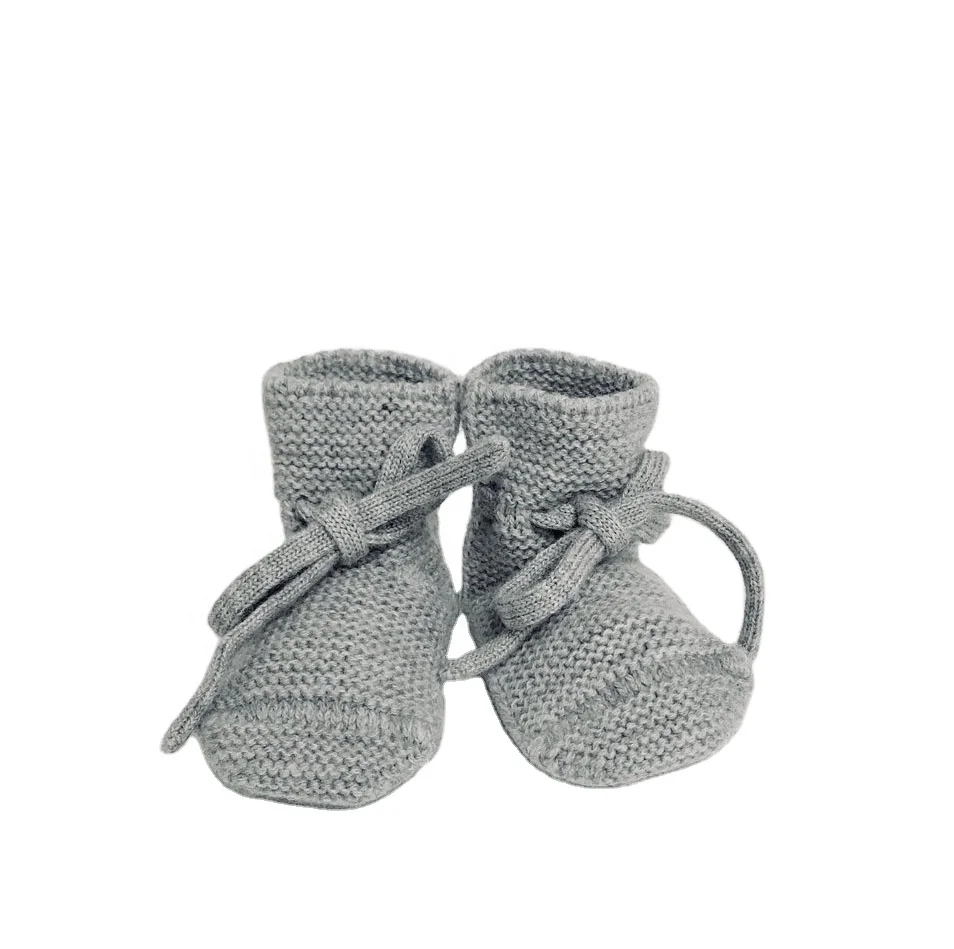 Newborn Baby Socks Customized Knitted Luxury Pure Cashmere Knit Shoe Shoes Booties For Winter