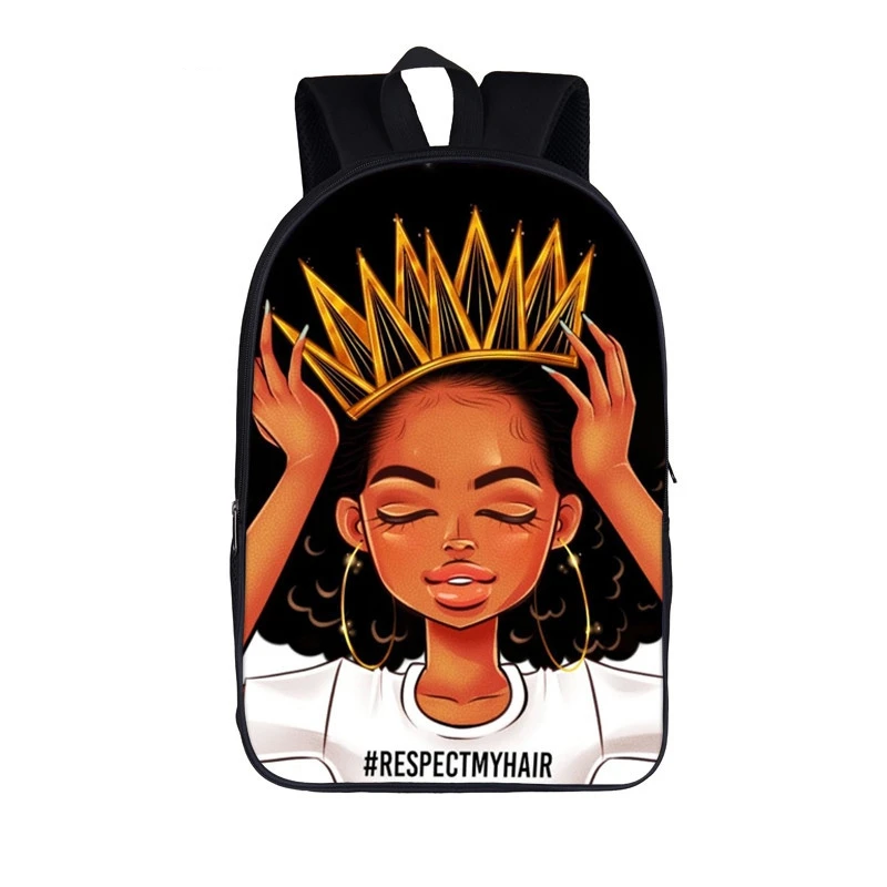 High Quality Popular African American Girls Backpack Primary School Hold Books And Pencil Case Backpack Student Bag