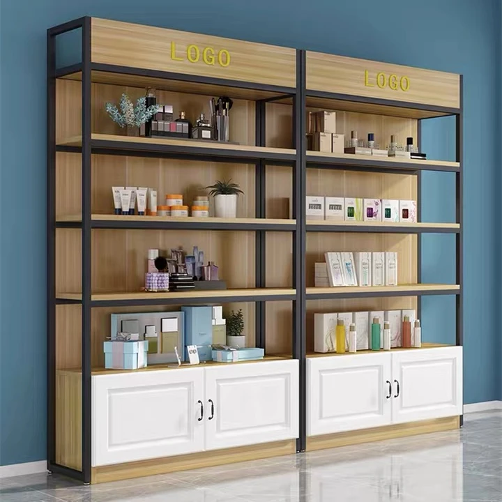 Multipurpose beauty salon display shelf showcase beauty products display rack gondola shelves