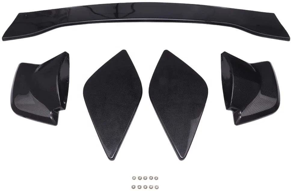 Kingcher Painted Glossy Carbon Fiber Wing Spoiler Rear Spoiler Fit for Subaru WRX STI 2015-2019