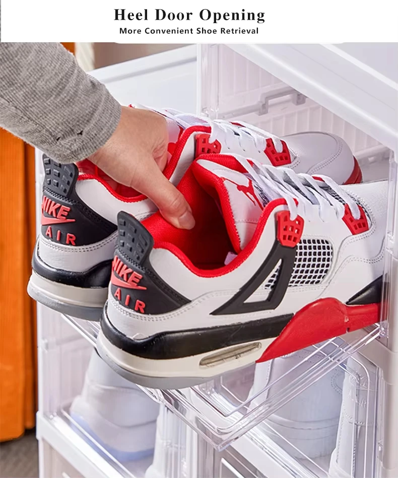 Classified Plastic Shoe Rack Cabinet Stackable Clear Sneaker Box Collapsible High Quality Creative Shoe Box