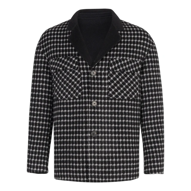 CLASSIC various colors are available Black White GRID men Wool Blend PeaCoat