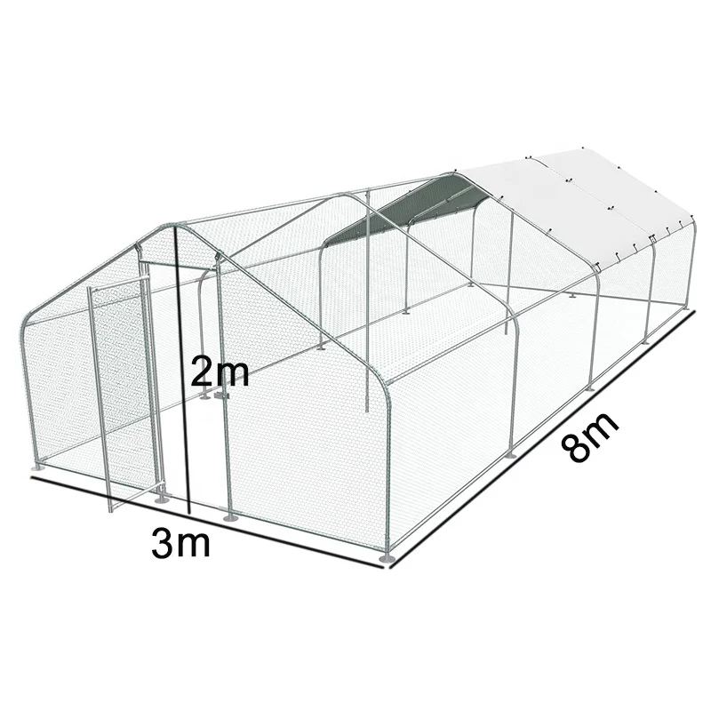 Jaalex Easy Assembled Large Chicken Coop For 100 Chicken Metal Outdoor Walk-in Chicken Run With Sunshade Cloth