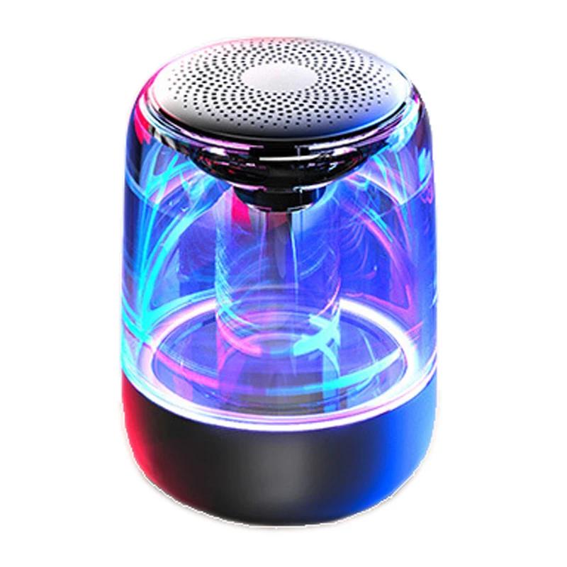 C7 transparent crystal blue tooth speaker colorful atmosphere light emitting wireless speaker TWS box 6D subwoofer speaker