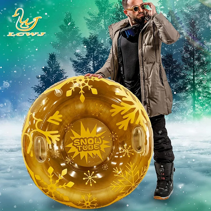 Winter inflatable rubber Tube Multi-Rider Snow Tube with Cover Sled Hard Bottom inflatable Snow Tube