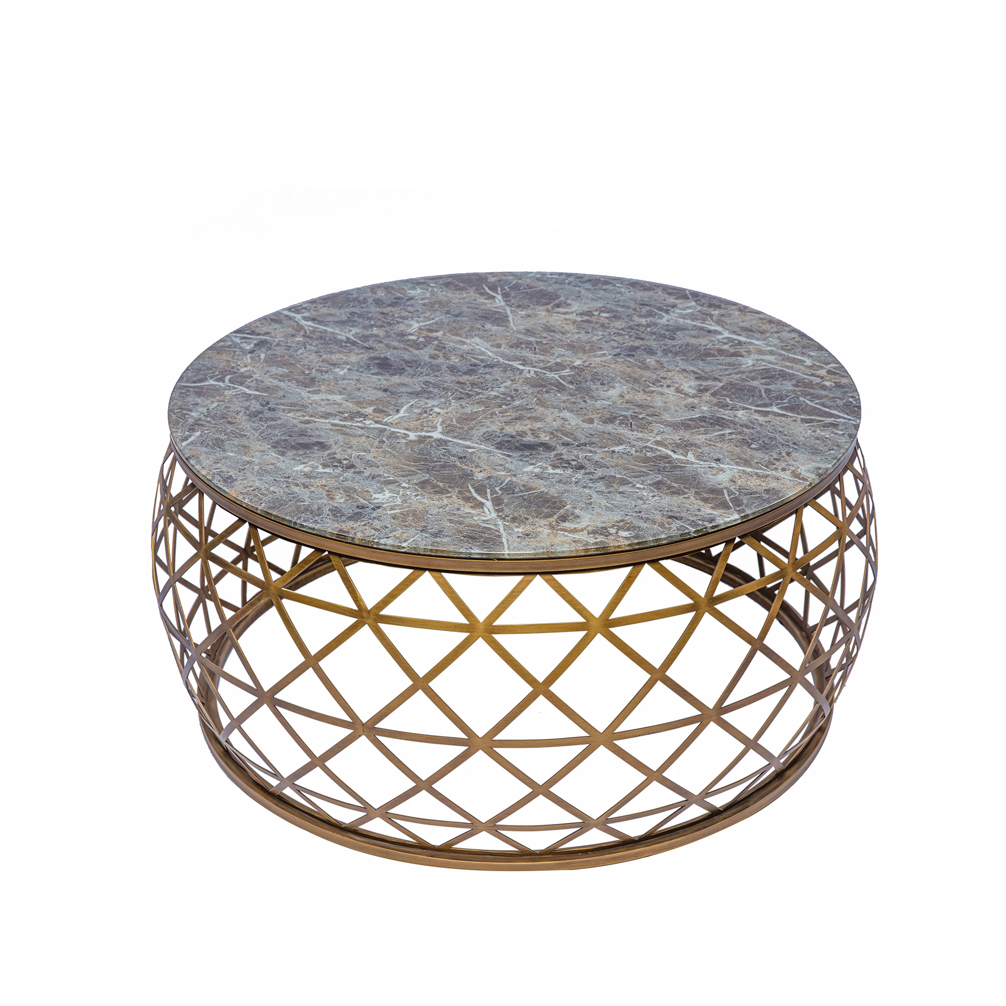 Modern Art Classic Living Room Furniture Fancy Marble Top Gold Metal Wire Large Round Coffee Center Coffee Tables