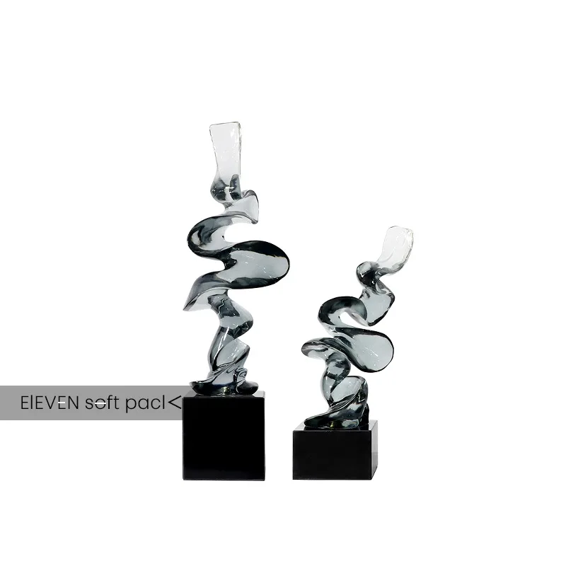 Modern Light Luxury Creative Transparent Resin Abstract Ribbon Sculpture Living Room TV Table Wine Rack Showcase Soft Decoration