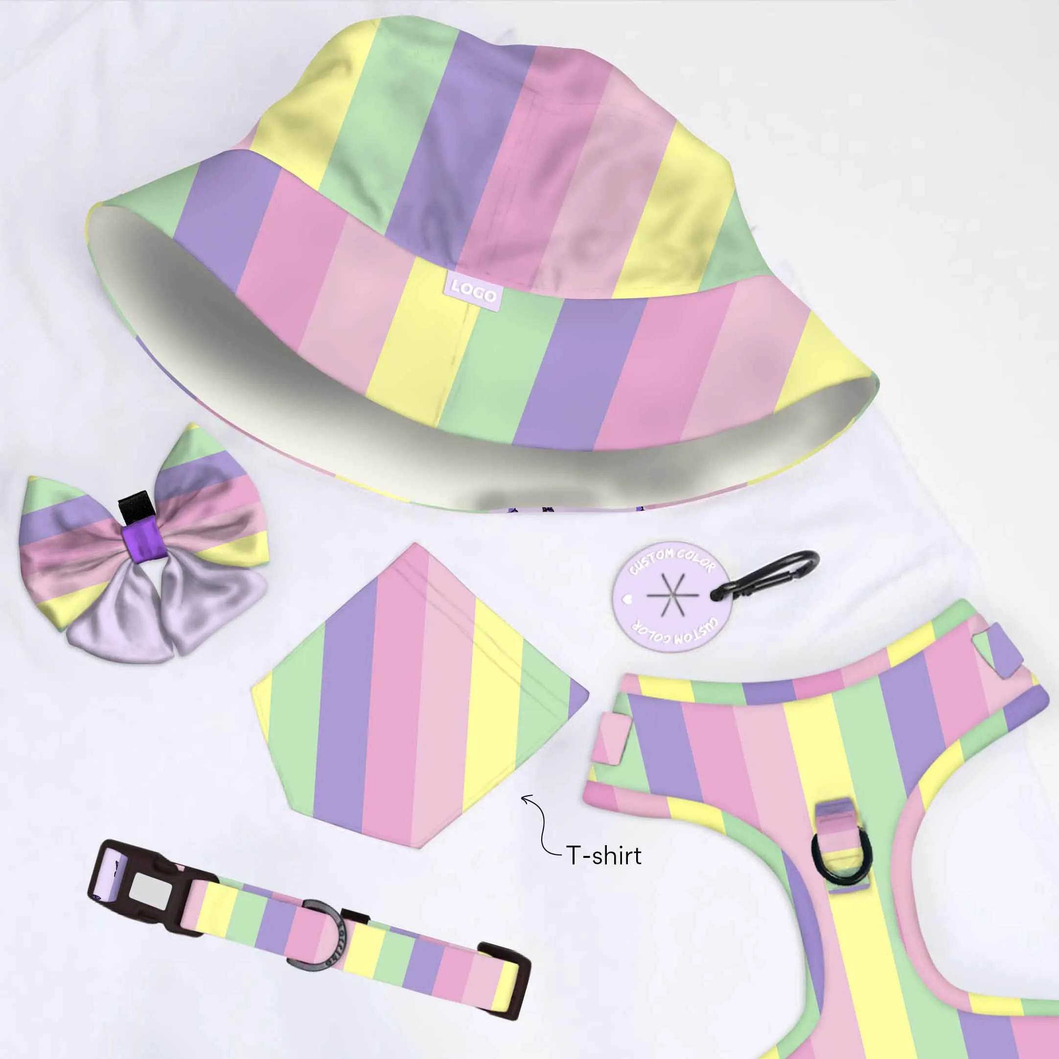 2024 Popular element hats and t-shirt matching pet dog harness new arrive 6 piece set and sailor dog bow