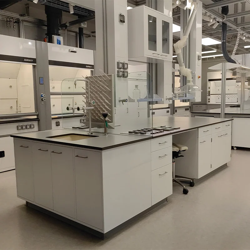 High quality  chemistry medical lab furniture for school and food lab Modular Lab Bench Wooden Central Island Work Table