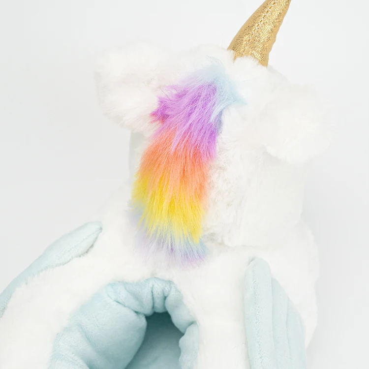 Wholesale custom colors fuzzy soft cozy winter warm cartoon kids animal cute cotton indoor home plush unicorn slippers for women