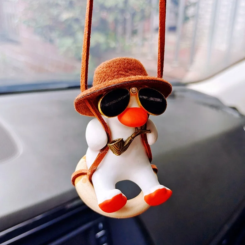 Popular Swinging Duck Car Hanging Ornament  Duck Mirror Cute Car Duck Pendant For Car Decoration Ornament