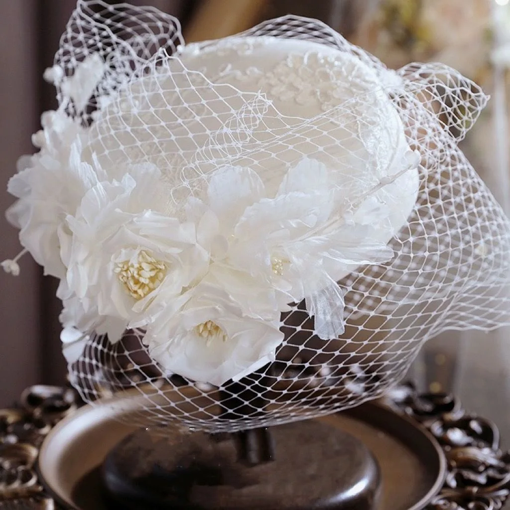 Hera NEW hot selling bridal white hats silk flower decorative party fascinators wedding hats
