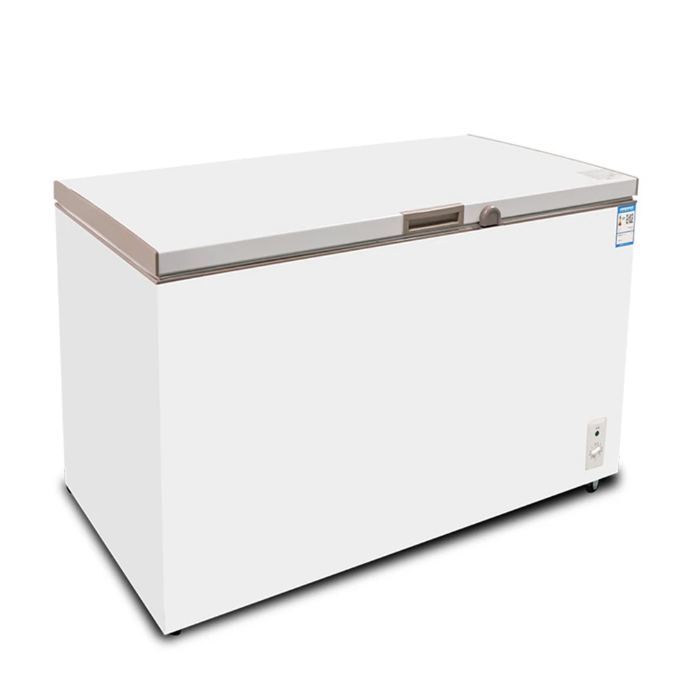 Supermarket commercial white deep temperature single door chest freezer meat storage fresh keeping big capacity refrigerator